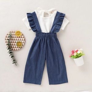 Blue and white romper